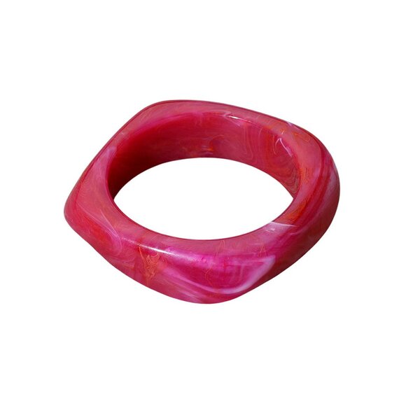 Tigerstars Fuchsia Abstract Celluloid Acetate Bangle Bracelet - Picture 2 of 2